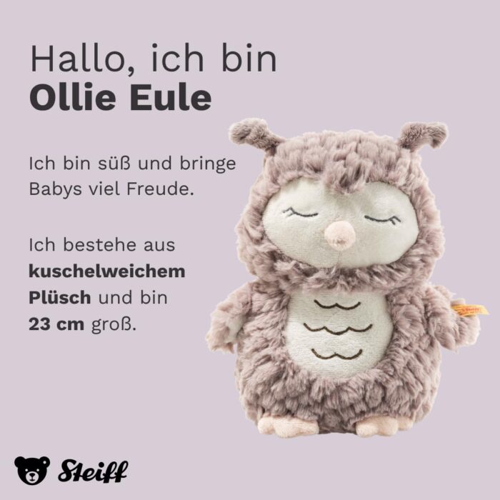Steiff Kuscheltier Ollie Eule, Süßes Stofftier, Jungen, Mädchen & Babys ab 0 Monaten, Friends, Plüschtier 23 cm, – Bild 6